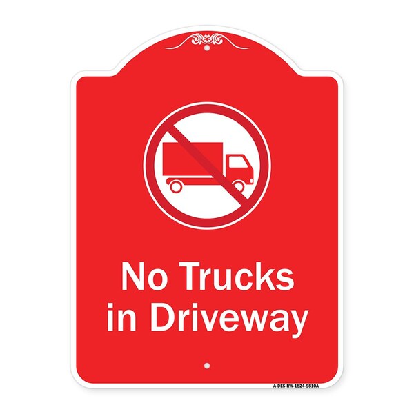 Signmission No Trucks In Driveway With Graphic Heavy-Gauge Aluminum Architectural Sign, 24" x 18", RW-1824-9810 A-DES-RW-1824-9810 - main